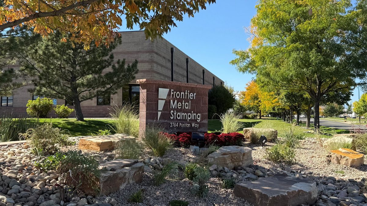 The Frontier Metal Stamping building and
  monument sign at 3764 Puritan Way in Frederick, Colorado