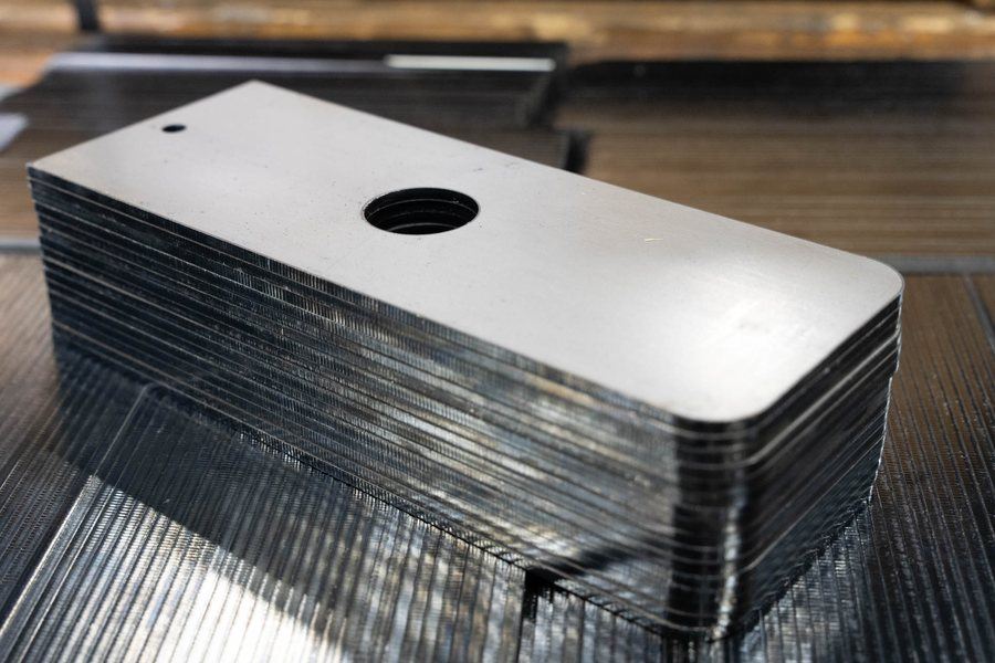 Stamped plates stacked after production
